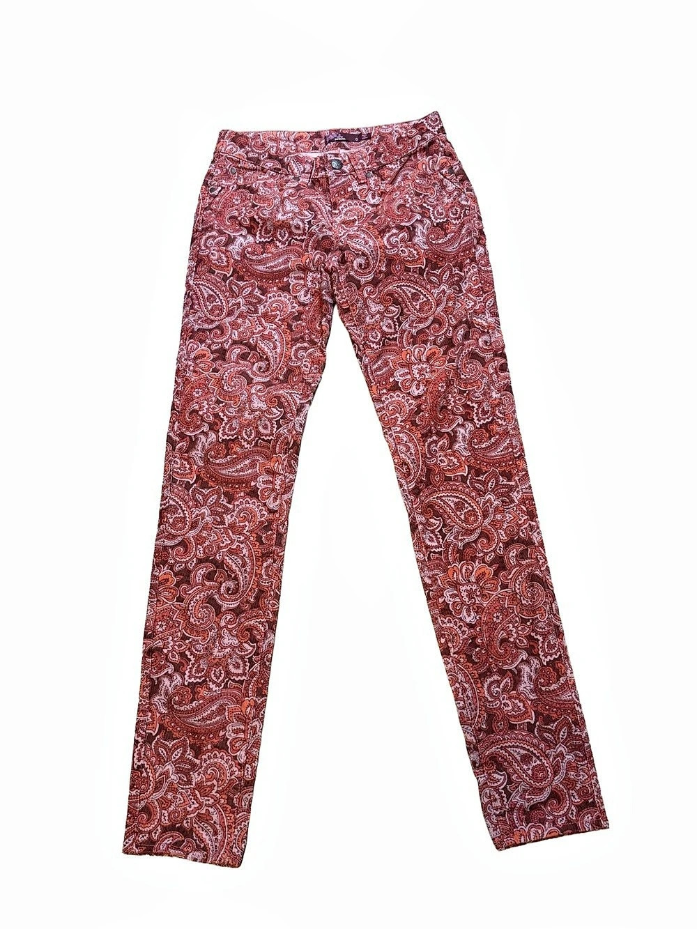 Prana Paisley Corduroy Pants in Red & Pink size 0. Like new!